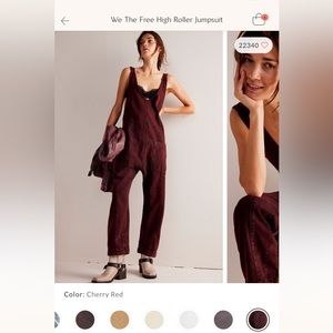 Free People We The Free high roller jumpsuit. Cherry red. Size medium.